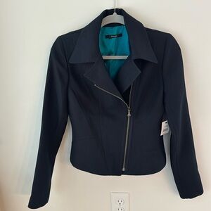 TAHARI NEW “REZZA” JACKET, Dark Navy w/ teal lining, NWT, Size 4